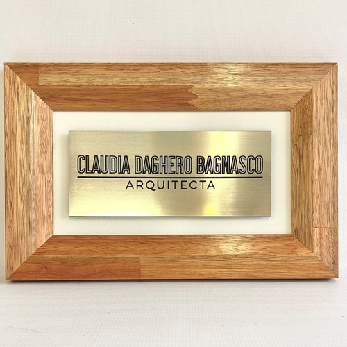 Placa Profesional Metalex Marco Madera Natural Punto Arte