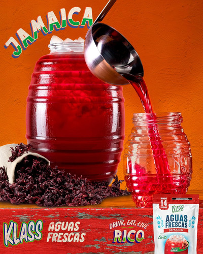 Klass Aguas Frescas Polvo De Bebida Sabor Jamaica Rinde 14l