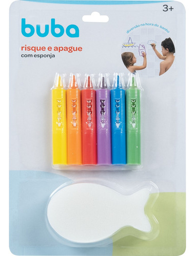 Canetas P/ Colorir No Banho Risque E Apague Com Esponja Buba