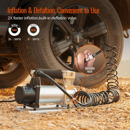 Compresor De Aire De 12 Voltios Resistente, 7.06 Cfm, C...
