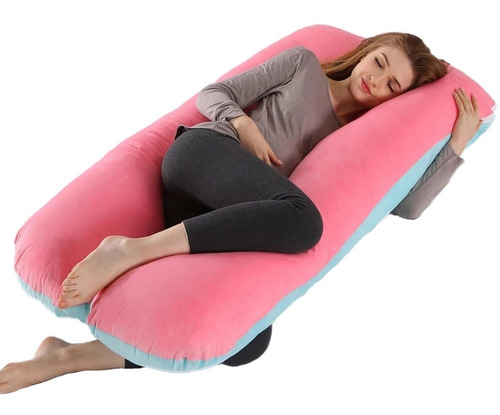 Almohada Ortopedica Para Embarazo,lactancia,descanso + Regal Color Rosa Con Azul
