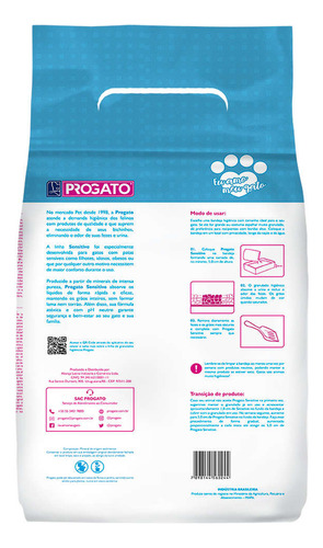 3x Areia Granulado Higiênico Para Gato Progato Sensitive