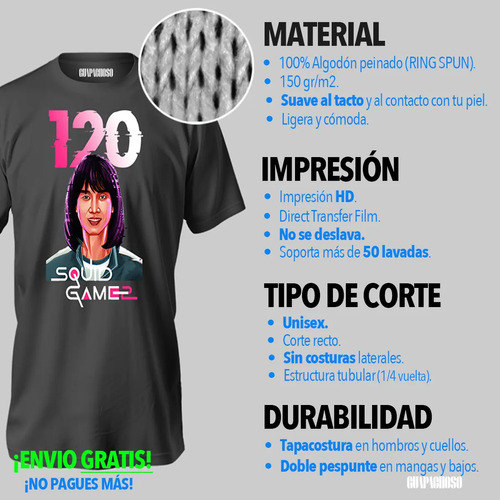 Playera Juego Calamar 120 Dalgona Challenge