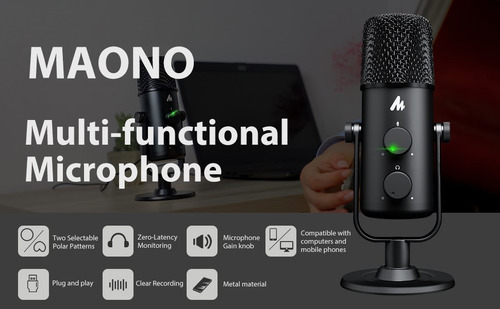 Microfono Condensador Usb Maono Au-903 Cardioide/ Omni
