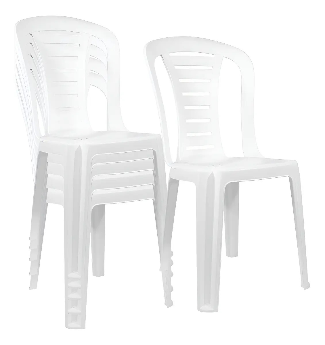 Silla Plástica X 6 Unidades Apilable Reforzada Reina Color Blanco Para Tu Casa