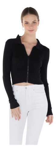 Sweater Con Cierre Y Cuello Polo Para Dama Forever 21