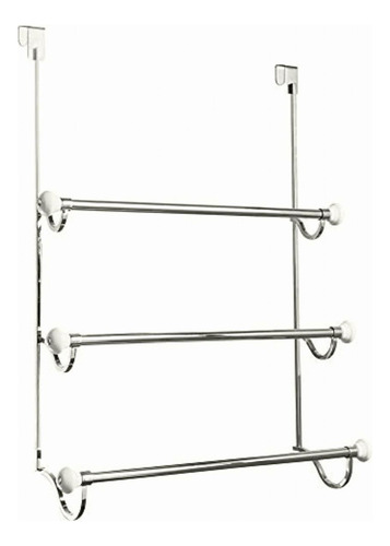 Interdesign York Over-the-shower-door 3-bar Towel Rack, Color Cromado