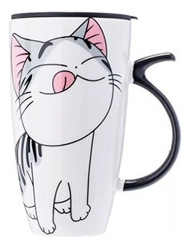 Tazón Taza Gato Chi 600ml + Tapa + Cuchara + Bombilla