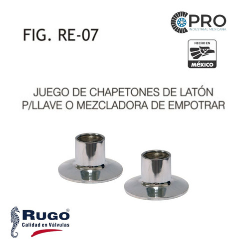 Juego Chapeton Para Llave Empotrar Rosca Cromado Fig. Re-07