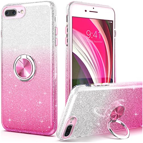 Funda Para iPhone 8 Plus iPhone 7 Plus Rosa Delgada Glitter