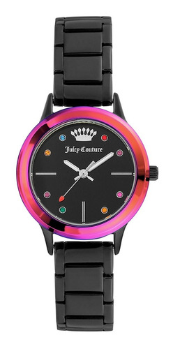 Reloj Juicy Couture  Mujer Brazalete Acero Negro Bisel Rosa