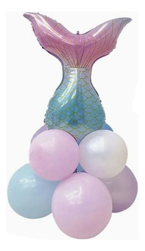 Set De Globos Cola De Sirena 10pcs  Bajo El Mar 