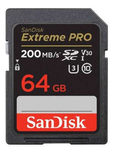 Memoria Sandisk 64gb Extreme Pro Uhs-i Sdxc 200mb/s Clase 10