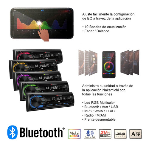 Estéreo para auto Nakamichi NQ711B con USB y bluetooth