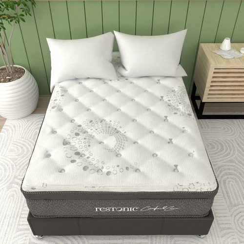Colchón Matrimonial Restonic Euroinfinity Protección Lumbar Color Blanco/gris Claro/gris Oscuro
