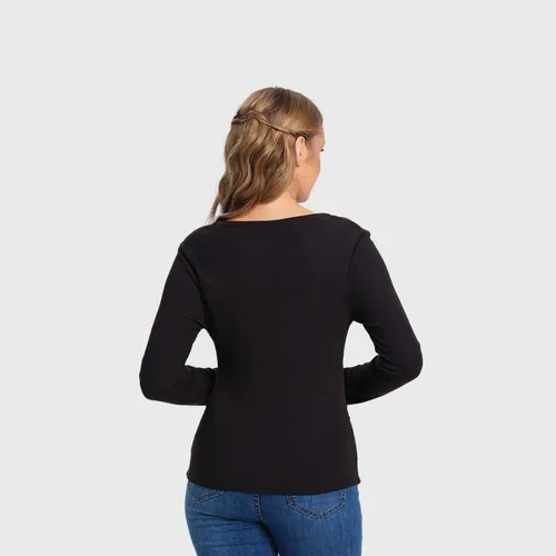 Polera Mujer Drapeado Lisa Negro I Fashion's Park