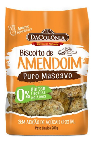 Biscoito Amendoim sem Glúten Zero Lactose DaColônia Sachê 200g