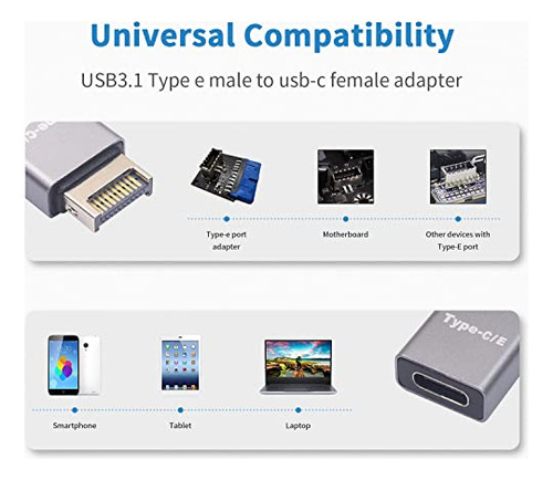 Adaptador De Panel Frontal Usb C De 10 Gbps Tipo E A Usb C A