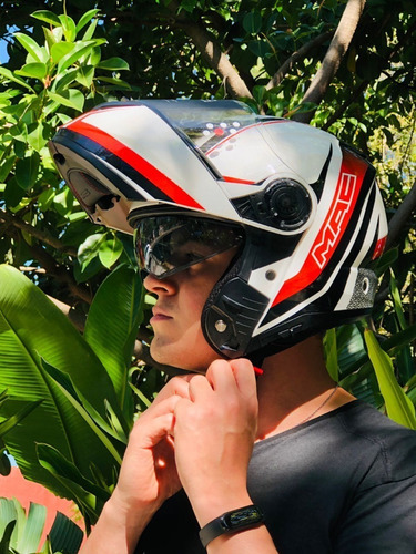 Imagen 3 de 8 de Casco Moto Rebatible Mac Rock Magma Negro Mate Devotobikes
