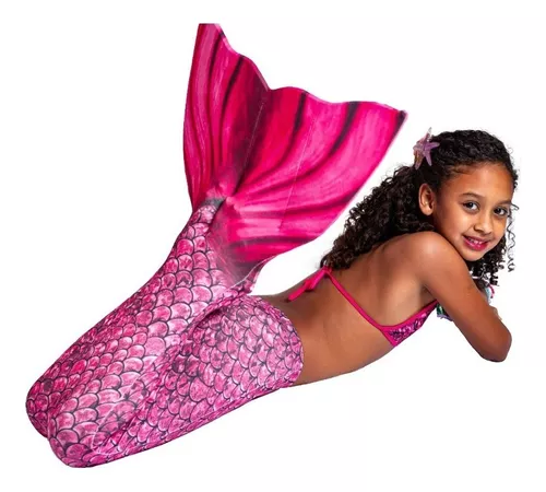 Fantasia Sereia Cauda Conjunto 3 Pcs Biquíni Infantil Menina