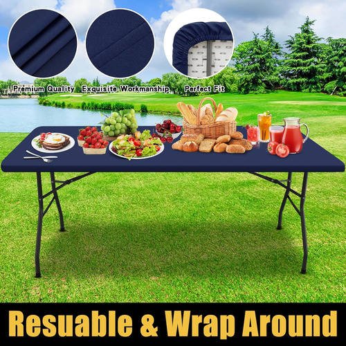 Mantel Rectangular Impermeable Ajustable Para Mesa De 6 Pies