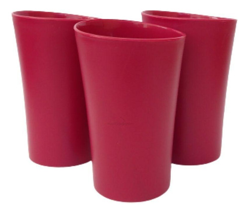 Kit 03 Copos Plastico Duro Resistente Bebidas 400ml Vermelho