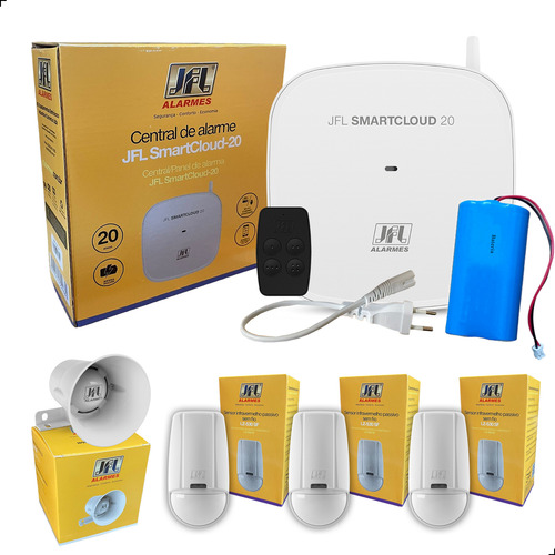 Central Smartcloud 20 + 3x Sensores Lz-530 + Sirene