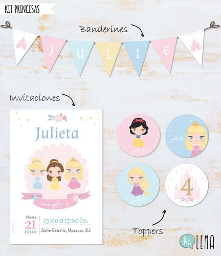 Kit Imprimible Princesas Deco + Candy Bar