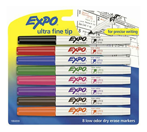 Expo Low-odor Dry Erase Markers, Ultra-fine Tip, 8-pack