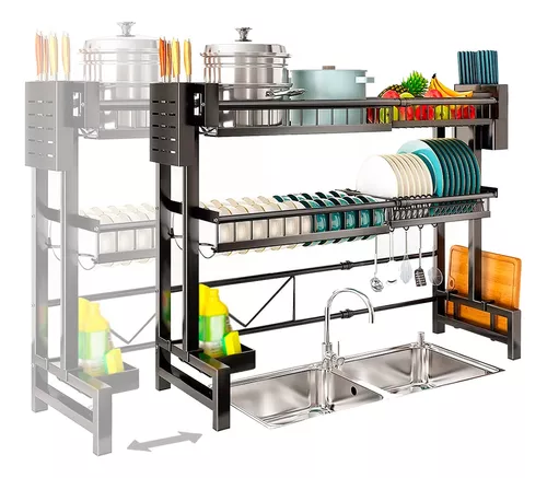 Escurridor De Platos Trastes De Acero Inoxidable Ajustable Para