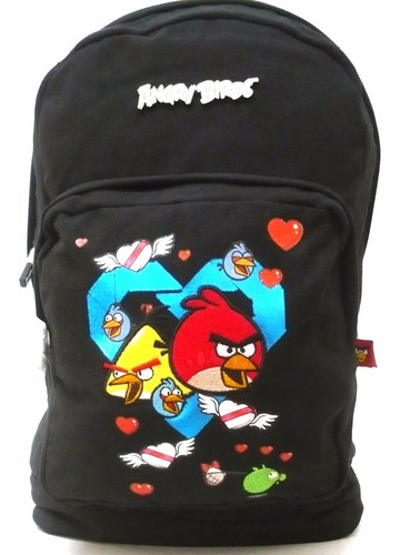 Mochila Escolar Costas Juvenil Angry Birds Notebook Preta