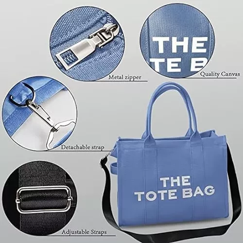 The Tote Bags para mujer, bolsa de lona de moda con cremallera, bolsa  cruzada de lona