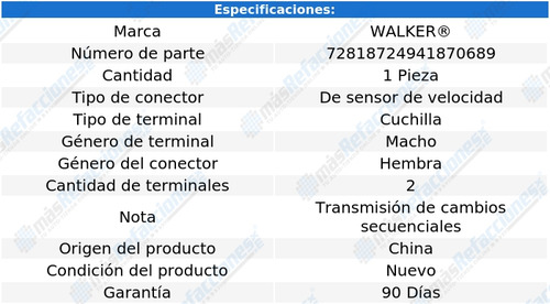 Conector Sensor Vss R8 V10 5.2l De 2010 A 2012 Walker