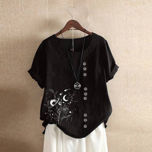 Ropa De Cama Casual Con Botones Holgados Para Mujer, Talla G