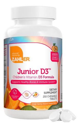 Vitamina D3 Zahler Junior, 1000 Ui, Masticable Para Niños, 2