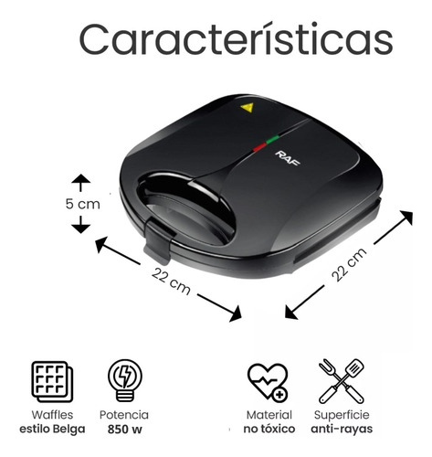 Wafflera Doble Antiadherente 850 W