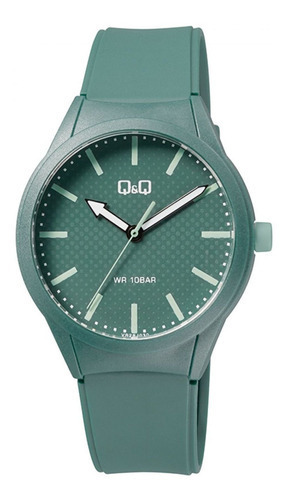 Reloj Q&q By Citizen Vr28j030y 100m Hombre Agente Liniers Color de la malla Verde Color del fondo Verde