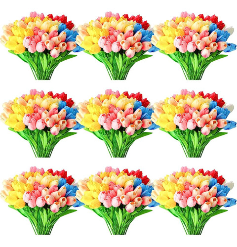 100 Pcs Tulipanes Artificiales Pu Tulipanes De Toque Real Tu