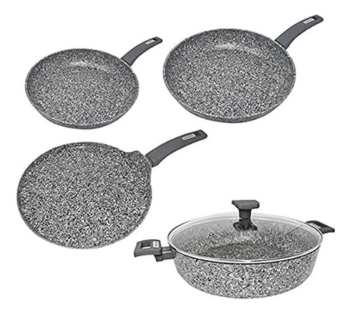 Batería De Cocina Westinghouse Gris Granito (4 Piezas) 