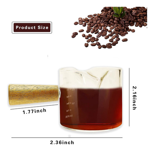 Vasos De Café Espresso Con Doble Caño Y Mango De Madera, 75