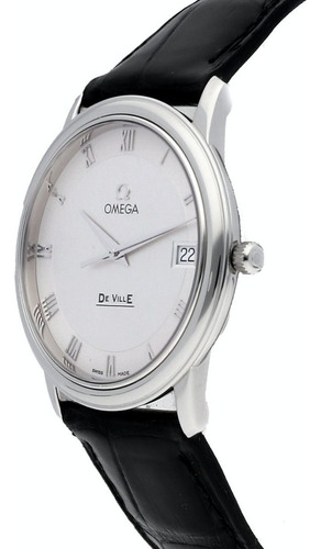 Reloj Omega De Ville Hombre Cuero Fecha Suizo 4810.33.01 Color De La Malla Negro Color Del Bisel Plateado Color Del Fondo Blanco