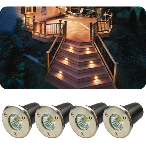 Kit 4 Balizadores Spot Led Cob 3w Ip66 Bivolt Luz Branco