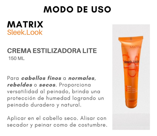 Sh, Ac, Crema , Spray Protector Termal Matrix Sleek Look