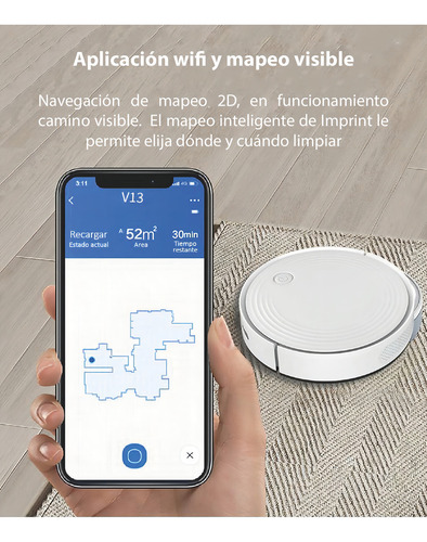 Aspiradora Inteligente/robot Con Control Remoto Color Blanco