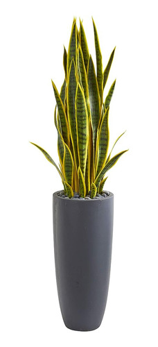 Casi Natural Sansevieria Artificial Gris Plantadora Seda Pla