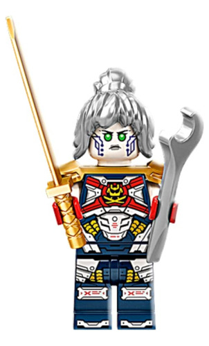 Minifigura De Lego Ninjago: Pixal Con Llave Y Katana Dorada