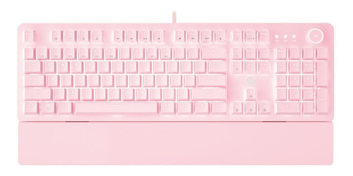 Teclado gamer Fantech Max Power MK853 Sakura Edition QWERTY Fantech Blue inglés US color rosa con luz RGB