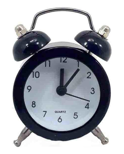 Mini Relógio Despertador Md Preto 7,5cm Altura