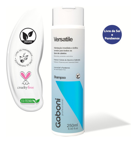 Shampoo Hidratação Imediata E Brilho Lamelar 250ml Versatile