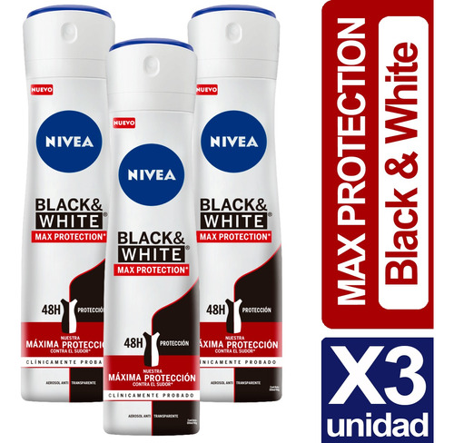 Desodorante Nivea Black & White Max Protection Pack X3